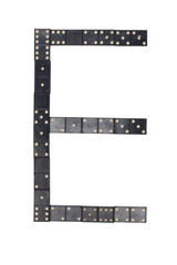 letter E made of  black  dominoes tiles