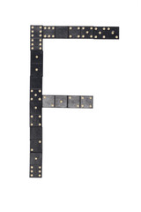 letter F made of  black  dominoes tiles