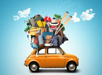 Vacation and travel, a huge pile of things for the holiday