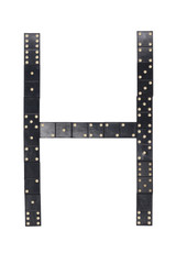 letter H made of  black  dominoes tiles