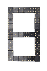 number  eight  made of  black  dominoes tiles
