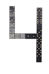 Obraz premium number four made of black dominoes tiles
