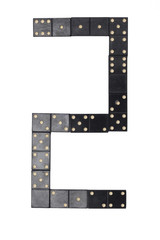 number  two  made of  black  dominoes tiles