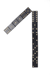 number  one  made of  black  dominoes tiles