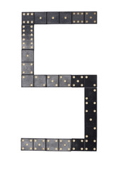 number  five  made of  black  dominoes tiles