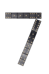number  seven  made of  black  dominoes tiles