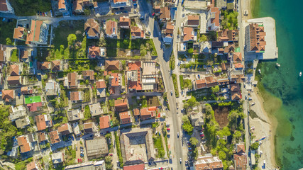 View from above on a beautiful resort town near the sea