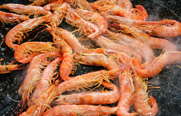 shrimp fried in a pan