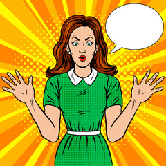 Surprised woman pop art style vector illustration
