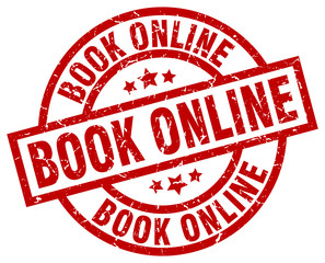 book online round red grunge stamp