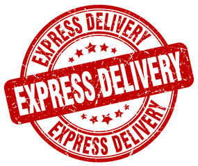 express delivery red grunge round vintage rubber stamp
