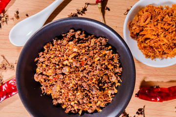 chili black bowl on table