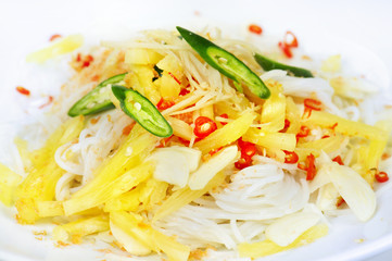 Mix nooodle and salad in thai style