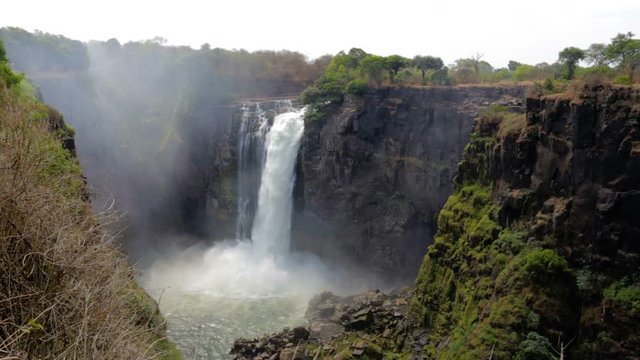 Zambezi river, Victoria falls, largest waterfall in the world. Heritage Site - Zambia, Zimbabwe, Africa wilderness landscape