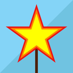 Gold star with a red outline