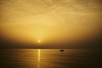 fishermen on sunset