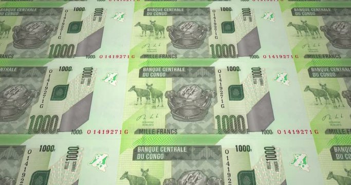 Banknotes of one thousand congolese francs of the Congo, cash money, loop