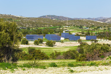 Fototapeta na wymiar Solar panel produces green, environmentally friendly energy from the sun.