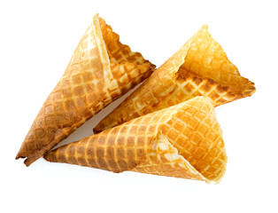 waffle cones isolated on white