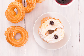 Zeppole with pastry cream.