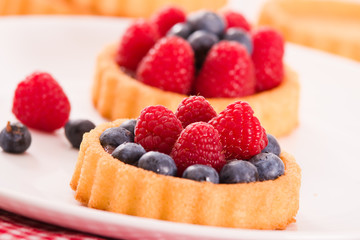 Tartlets with forest fruits. 