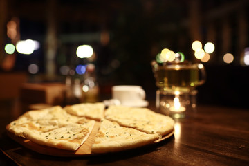 decoration of the table in the Italian restaurant