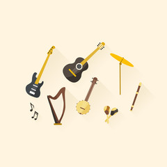 Flat design musical instruments. Vector illustration.