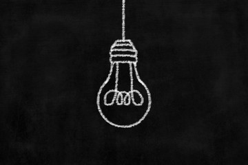 Plakat Chalkboard with Chalk Drawing of Hanging Light Bulb.