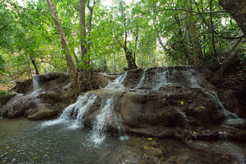 Naklejka na ściany i meble Huaymaekamin Waterfall in Kanchanaburi Province, Thailand