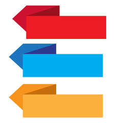 three colors vintage labels and ribbon retro style. three colors ribbon banner on white background.