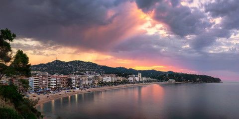 Fototapeta premium Panorama of Lloret de Mar in the Morning, Costa Brava, Catalonia, Spain