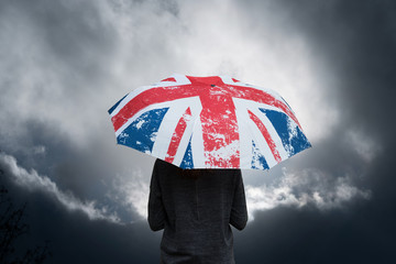 anglette grande bretagne parapluie drapeau anglais pluie brexit orage sombre climat légende...