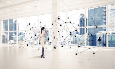 Obraz premium Networking and social communication concept as effective point f