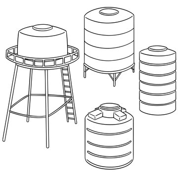 Vector Set Of Water Storage Tank