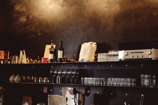 Barman's workplace in modern bar