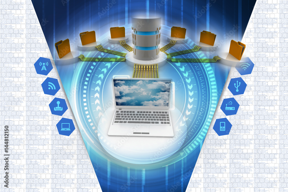 Poster 3d rendering technology computer network