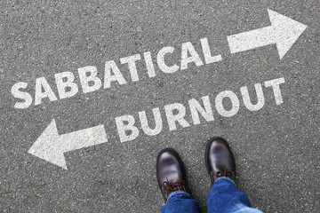 Sabbatical Burnout Stress, Erholung Freizeit Arbeit Gesundheit Business Konzept Problem