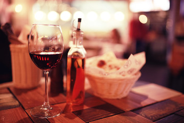 dinner with wine table decoration