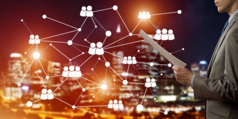 Concept of modern business networking that connect and cooperate people