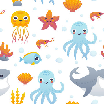Cartoon sea animals pattern