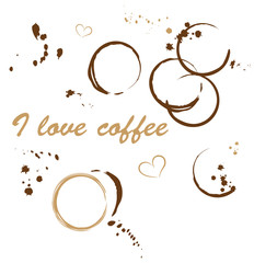 Kaffee, Kaffeerflecken, Kaffeeränder, Kleckse. I love coffee.