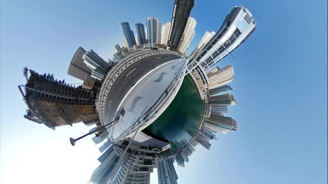 Little planet, Futuristic view of the center of Dubai