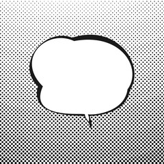 Retro Style Speech Bubble, Speech Bubble on Halftone Background, White Background with Black Dots ,Gradient Down Up, Vector Illustration