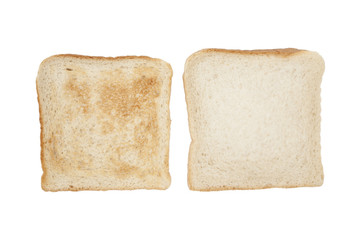 Zwei Scheiben Toastbrot (getoastet und ungetoastet)