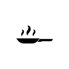 Pictogram frying pan icon. Black icon on white background.