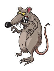 Cartoon image of evil rat. An artistic freehand picture.