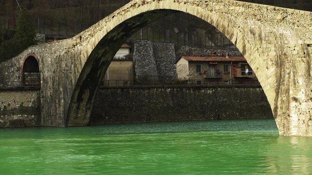 A famous Bridge of Mary Magdalene as known as Bridge of the Devil in Italy, 4K