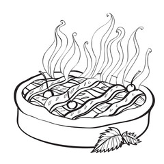 Cartoon image of pie. An artistic freehand picture.