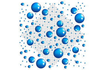 The Emergent Properties of Water. Pure Abstract Blue Dew Water Drops. Vector illustration. Transparent water drops. 