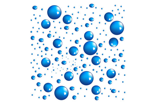 The Emergent Properties of Water. Pure Abstract Blue Dew Water Drops. Vector illustration. Transparent water drops. 